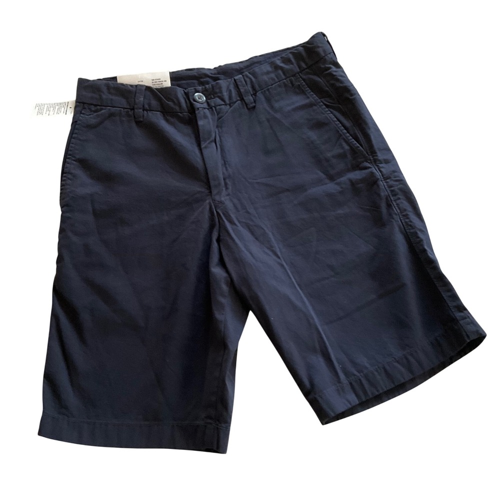 Uniqlo Chino Shorts Mens S Navy Blue Cotton Flat Front Casual Preppy